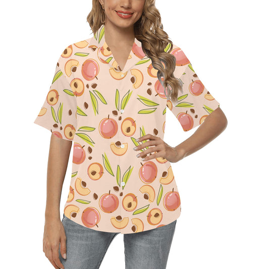 Peach Pattern Print Design A01 Women's Hawaiian Shirt