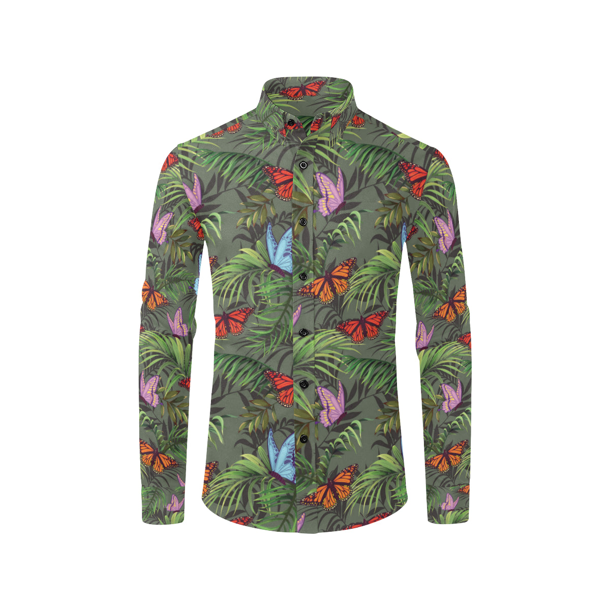 Monarch Butterfly Pattern Print Design 04 Men's Long Sleeve Shirt