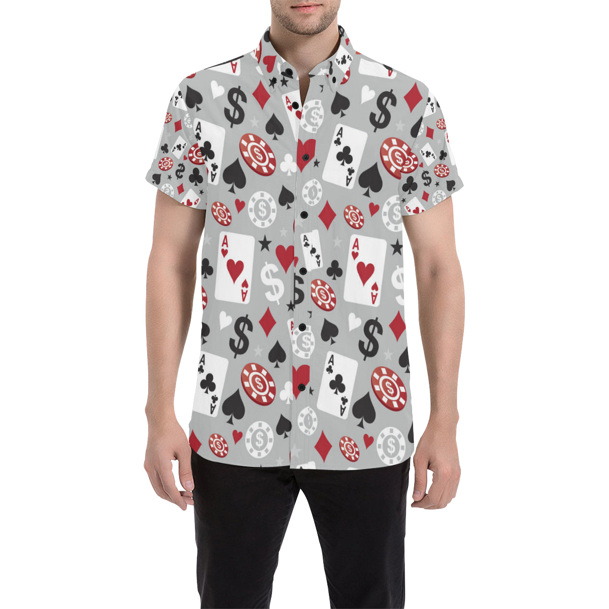 Casino Pattern Print Design 01 Men's Short Sleeve Button Up Shirt