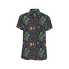 Owl Boho Style Pattern Print Design A04 Men's Short Sleeve Button Up Shirt