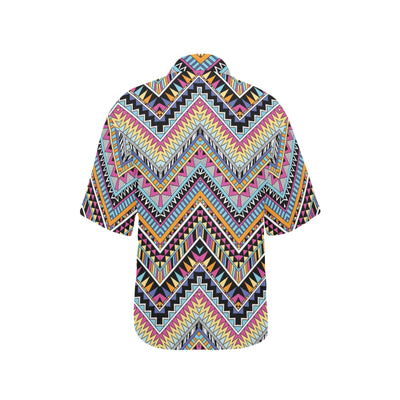 Multicolor zigzag Tribal Aztec Women's Hawaiian Shirt