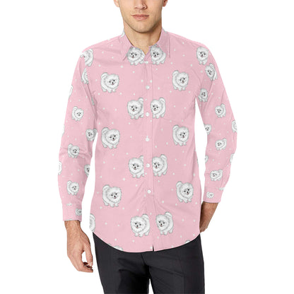 Pomeranians Pattern Print Design A02 Men's Long Sleeve Shirt