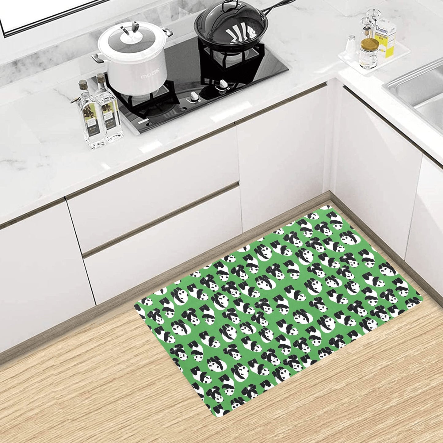 Panda Bear Pattern Themed Print Kitchen Mat