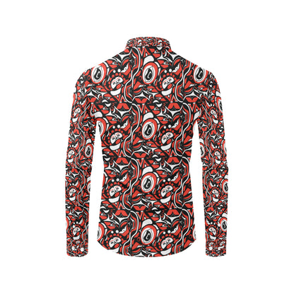 Native North American Themed Print Men's Long Sleeve Shirt