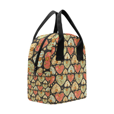 Heart Boho Pattern Print Design HE04 Insulated Lunch Bag