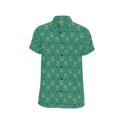 Artichoke Pattern Print Design 04 Men's Short Sleeve Button Up Shirt