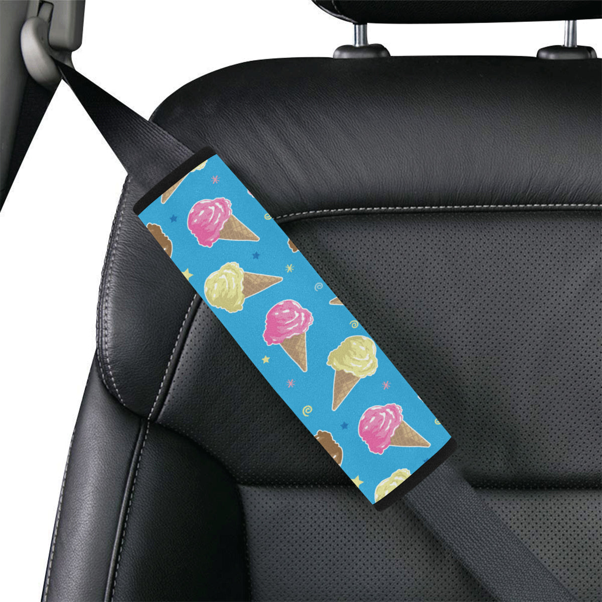 Ice Cream Pattern Print Design 01 Car Seat Belt Cover