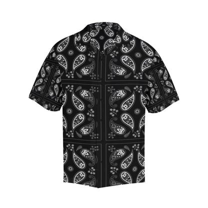 Bandana Paisley Black Print Design LKS308 Men's Hawaiian Shirt