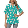 Chihuahua Polka Dot Pattern Women's Hawaiian Shirt