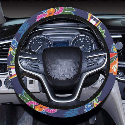 Hawaiian Themed Pattern Print Design H04 Steering Wheel Cover with Elastic Edge