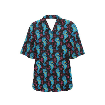 SeaHorse Print Design LKS401 Women's Hawaiian Shirt