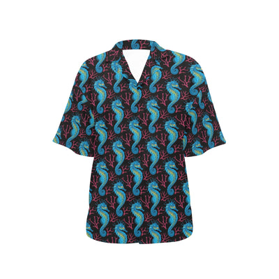 SeaHorse Print Design LKS401 Women's Hawaiian Shirt