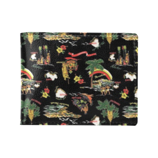 Hawaiian Island Themed Print Men's ID Card Wallet