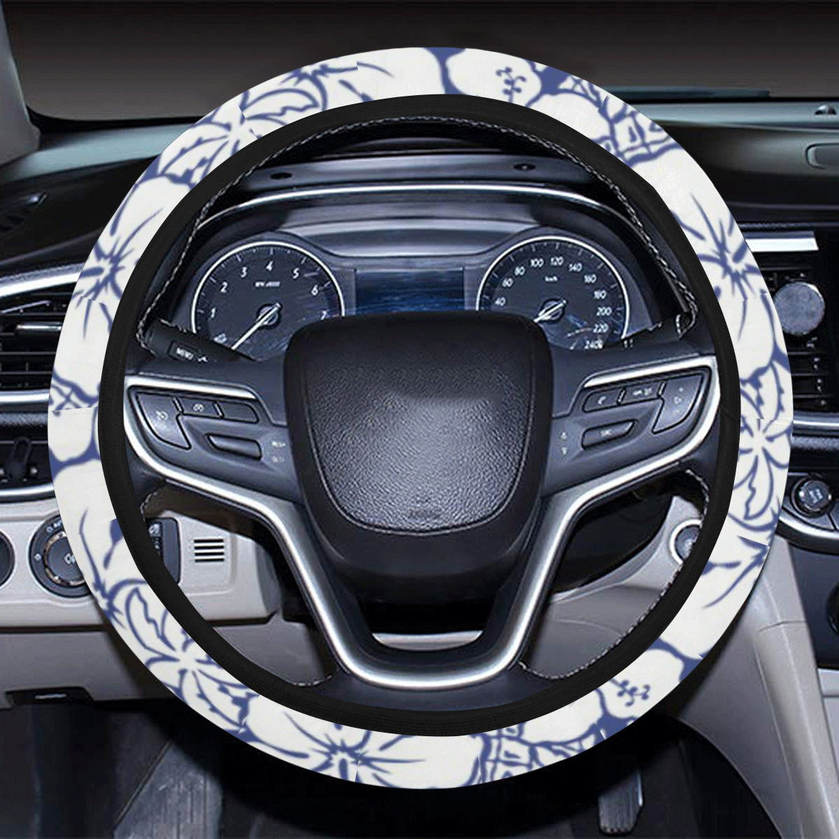 Hawaiian Themed Pattern Print Design H07 Steering Wheel Cover with Elastic Edge