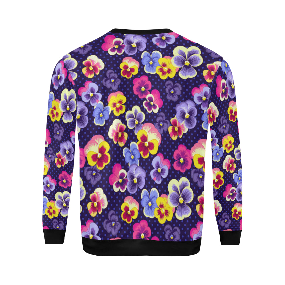 Pansy Pattern Print Design PS04 Men Long Sleeve Sweatshirt
