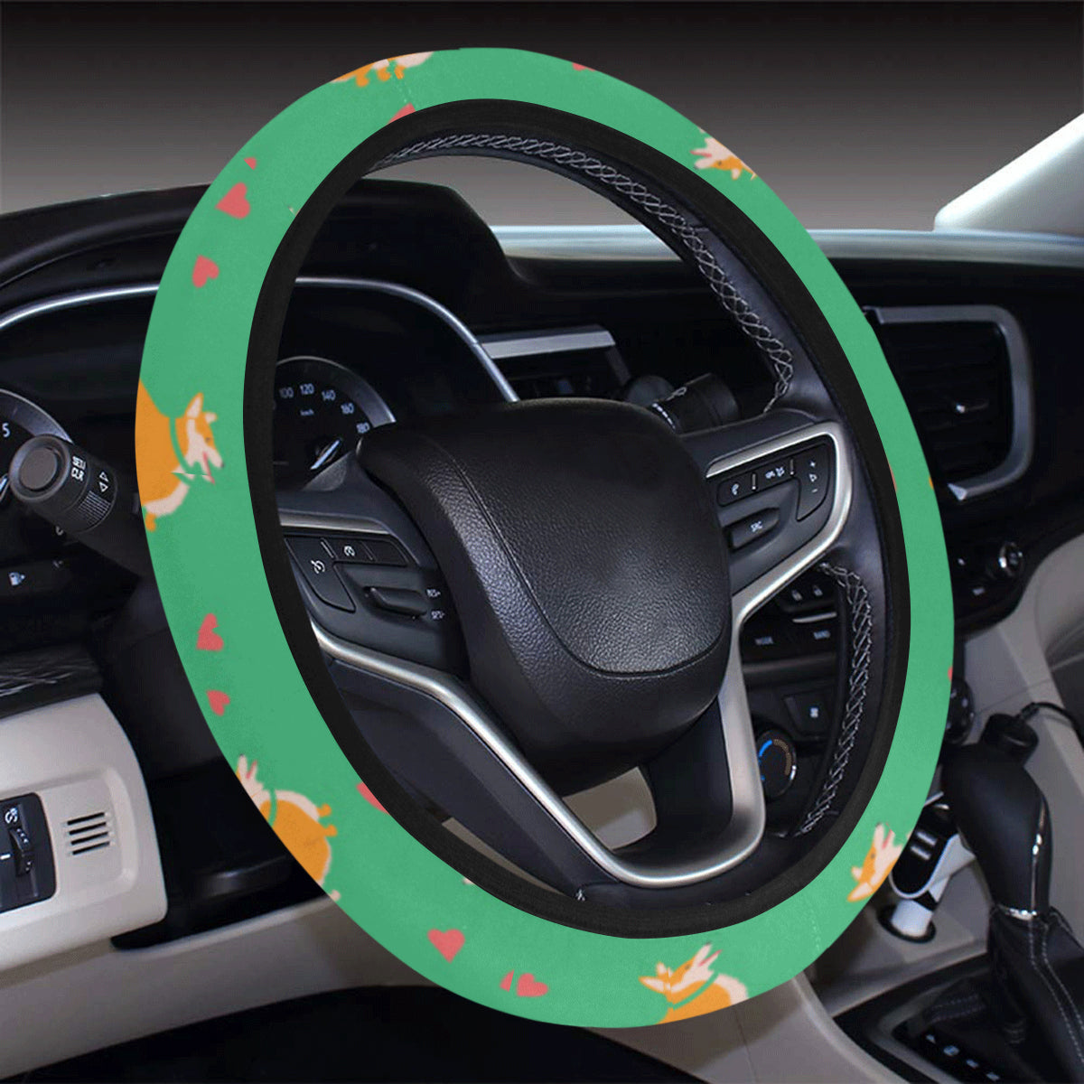 Cardigan Welsh Corgis Pattern Print Design 03 Steering Wheel Cover with Elastic Edge