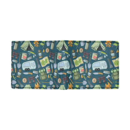 Camping Pattern Print Design 02 Men's ID Card Wallet