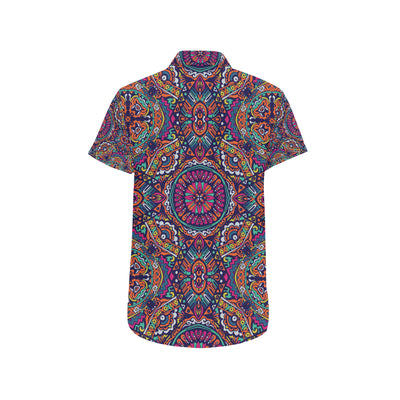 Boho Pattern Print Design 06 Men's Short Sleeve Button Up Shirt