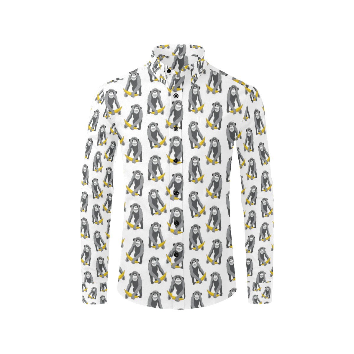 Chimpanzee Pattern Print Design 05 Men's Long Sleeve Shirt