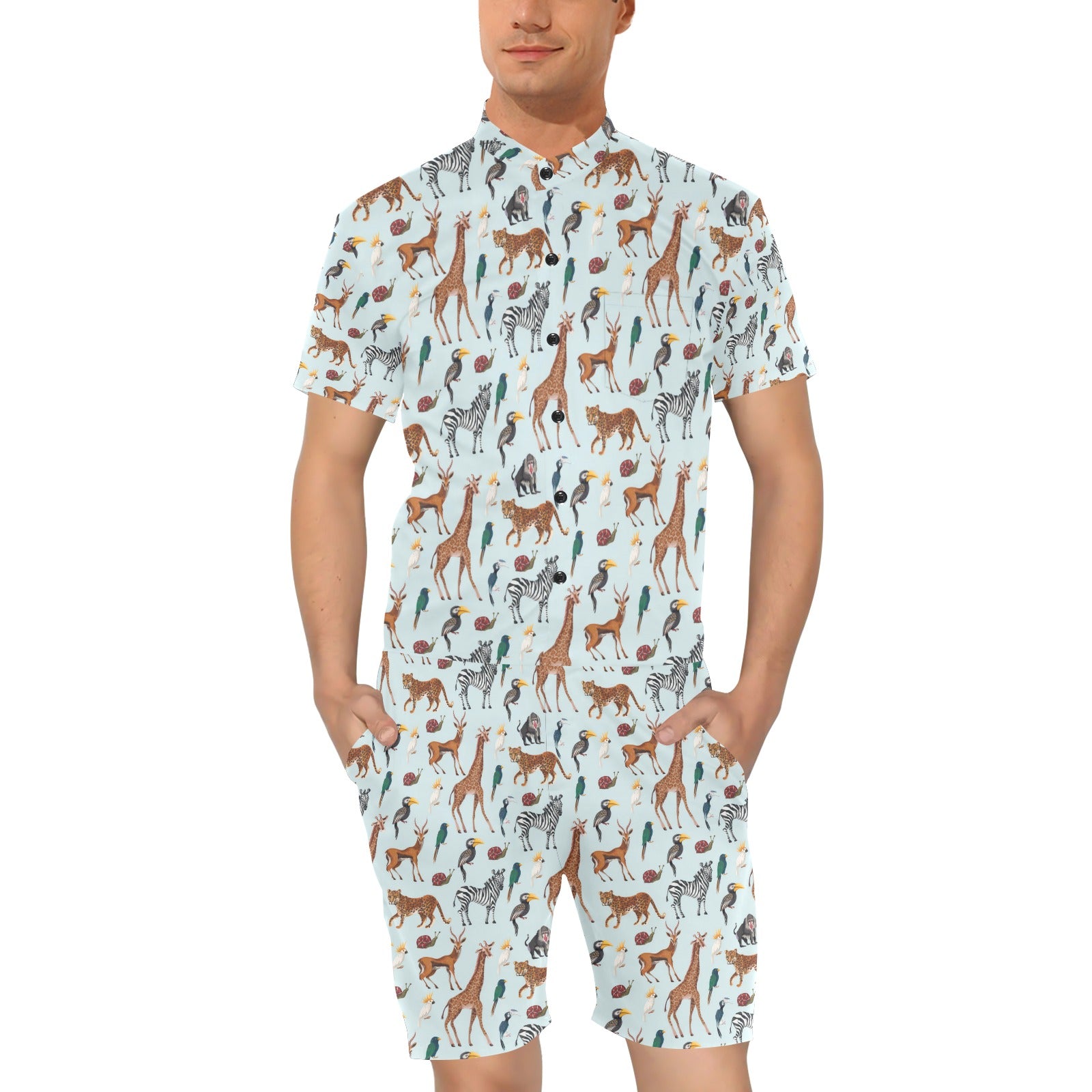 Safari Animal Print Design LKS306 Men's Romper