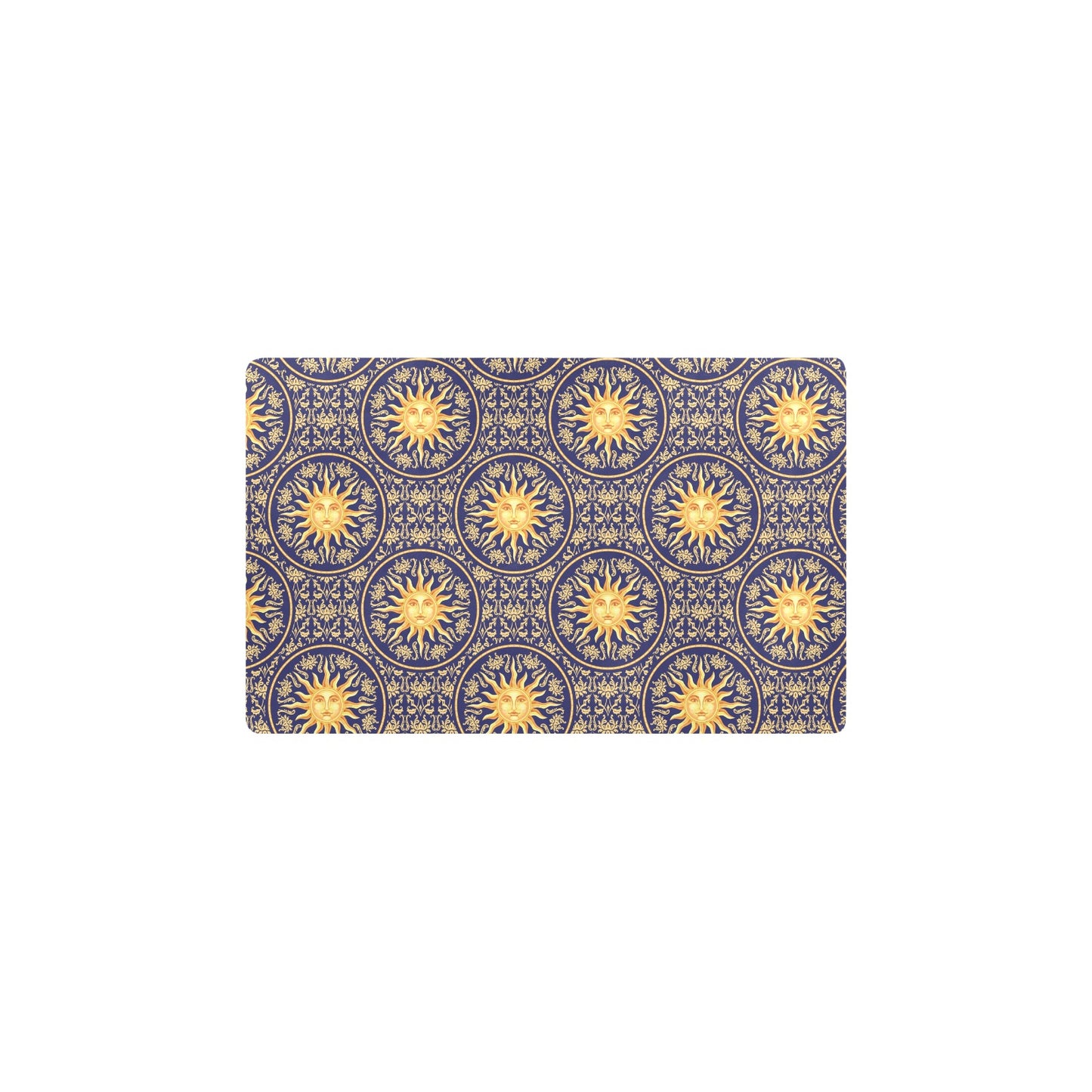 Celestial Gold Sun Face Kitchen Mat