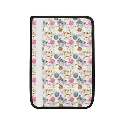 Cat Playing Yarn Pattern Print Design 07 Car Seat Belt Cover