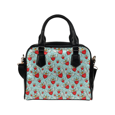 Angel Wings Heart Pattern Print Design 02 Shoulder Handbag