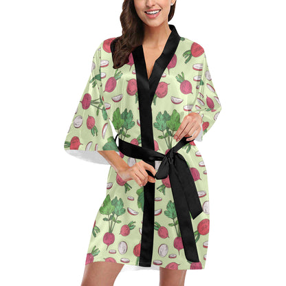 Radish Pattern Print Design A04 Women's Short Kimono