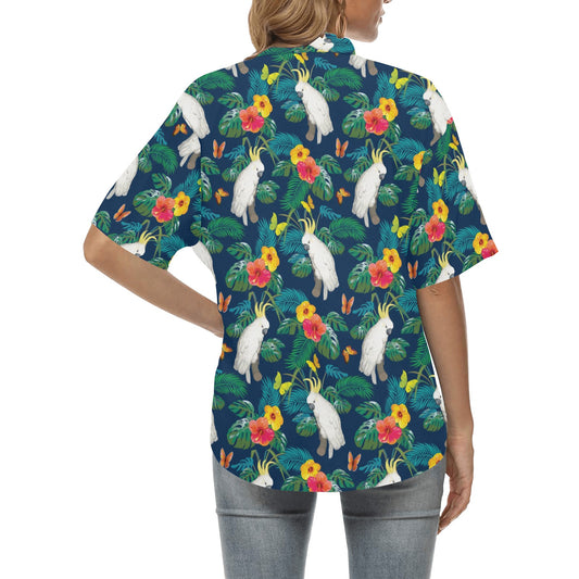 Cockatoo Tropical Pattern Print Design 02 Women's Hawaiian Shirt