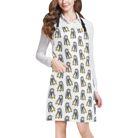 Chimpanzee Pattern Print Design 05 Apron with Pocket