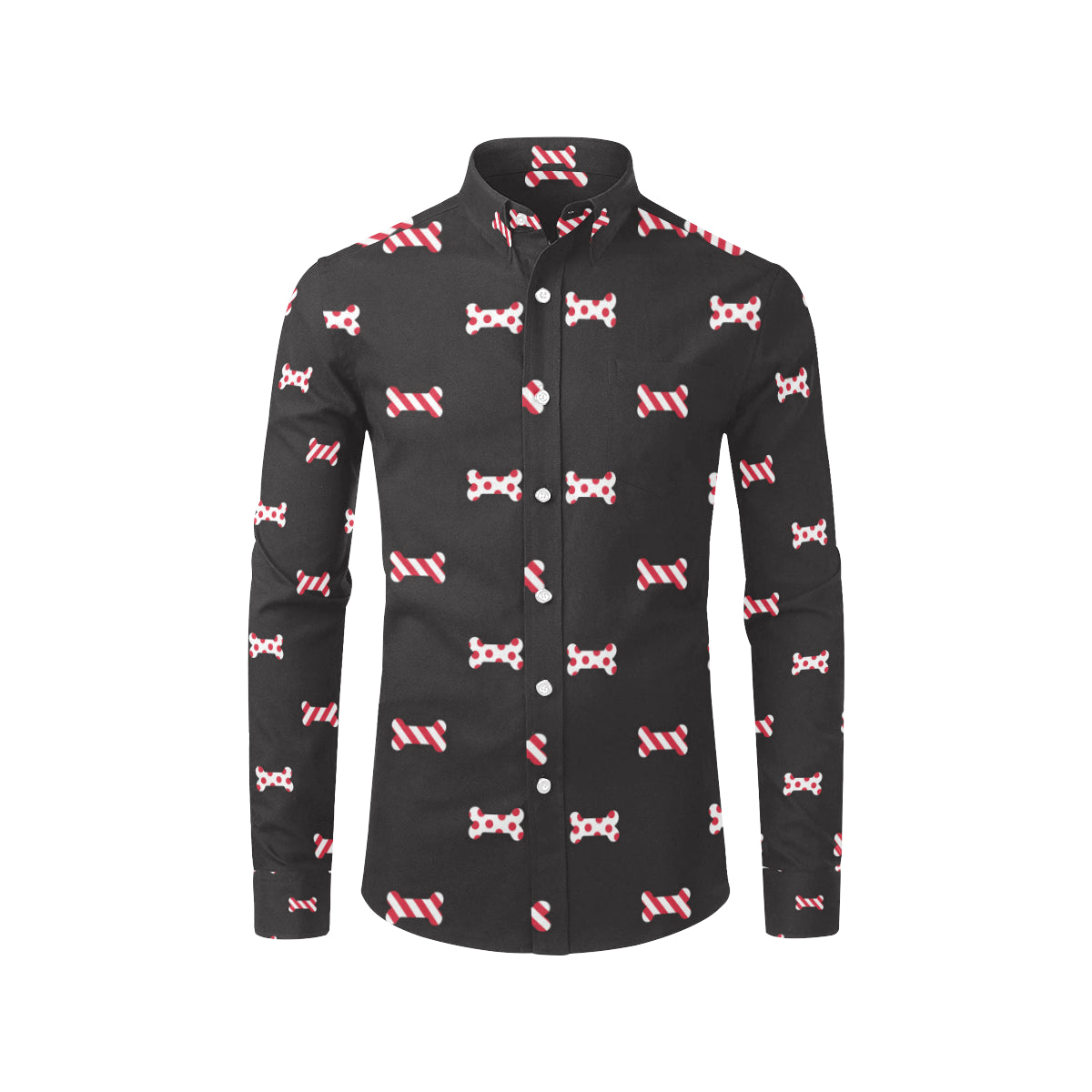 Dog Bone Pattern Print Design 04 Men's Long Sleeve Shirt