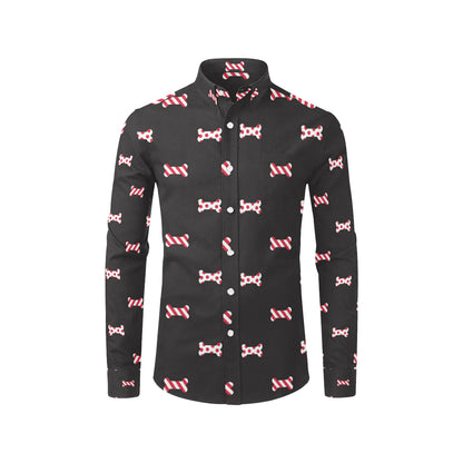 Dog Bone Pattern Print Design 04 Men's Long Sleeve Shirt