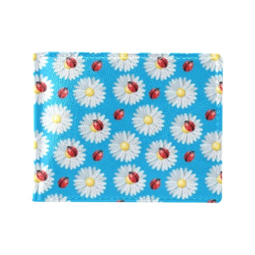 Ladybug with Daisy Themed Print Pattern Men's ID Card Wallet