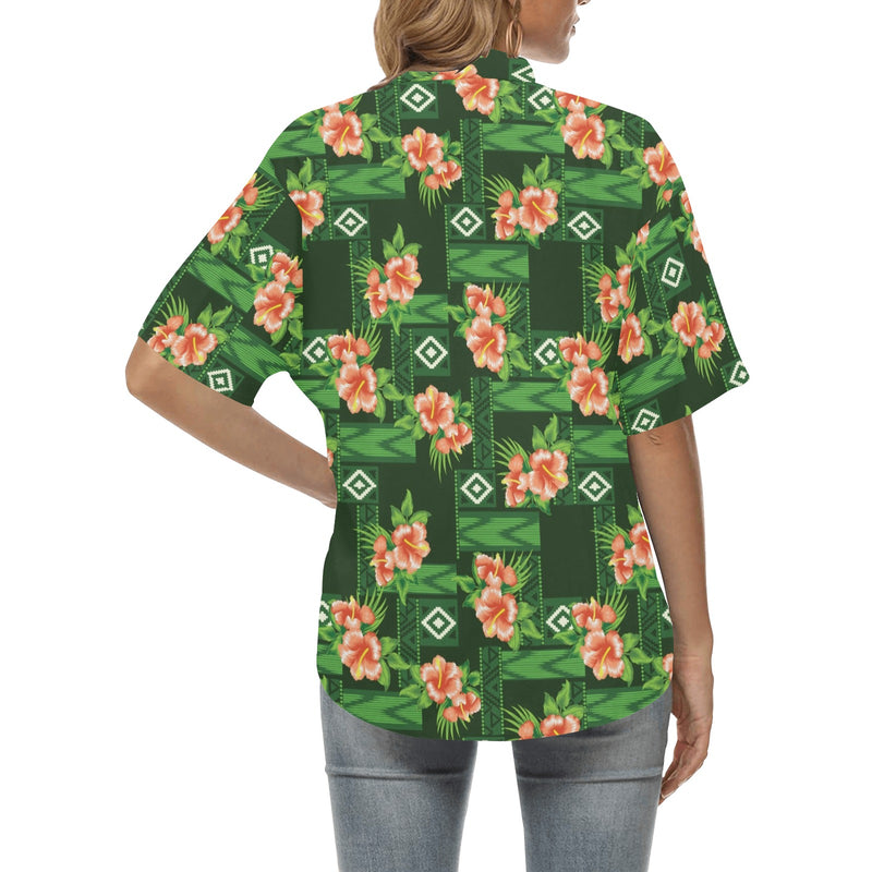 Hibiscus Pattern Print Design HB05 Women's Hawaiian Shirt