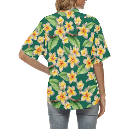 Plumeria Pattern Print Design PM07 Women's Hawaiian Shirt