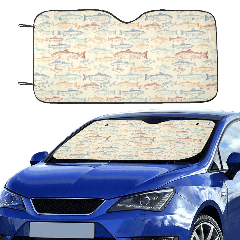 Salmon Fish Print Design LKS302 Car front Windshield Sun Shade
