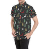 Christmas Tree Deer Style Pattern Print Design 03 Men's Short Sleeve Button Up Shirt