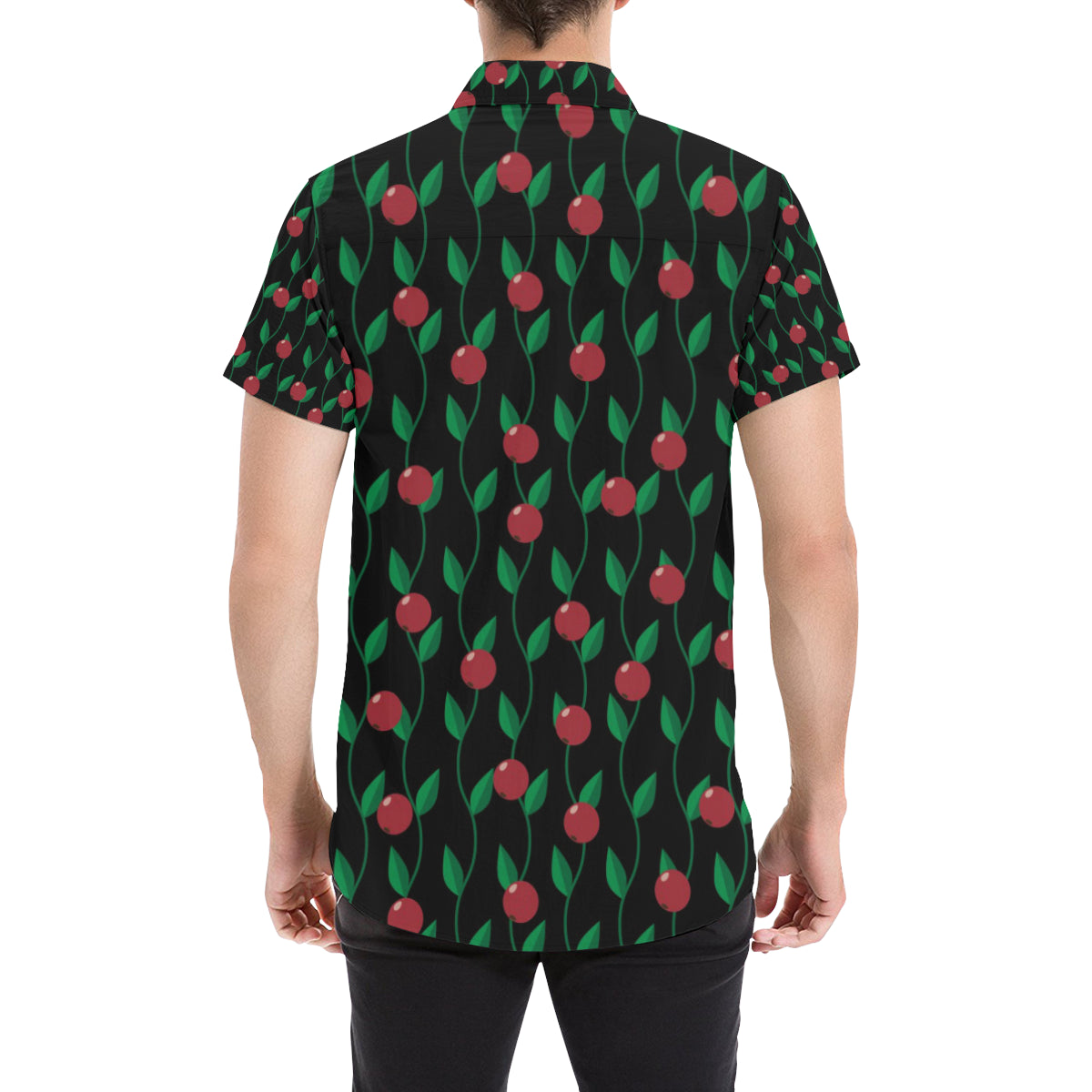 Cranberry Pattern Print Design CB01 Men's Short Sleeve Button Up Shirt