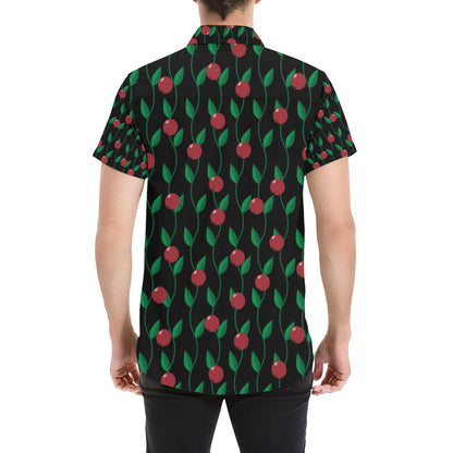 Cranberry Pattern Print Design CB01 Men's Short Sleeve Button Up Shirt