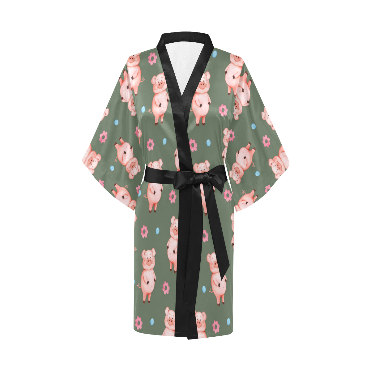 Pig Pattern Print Design 03 Women's Short Kimono