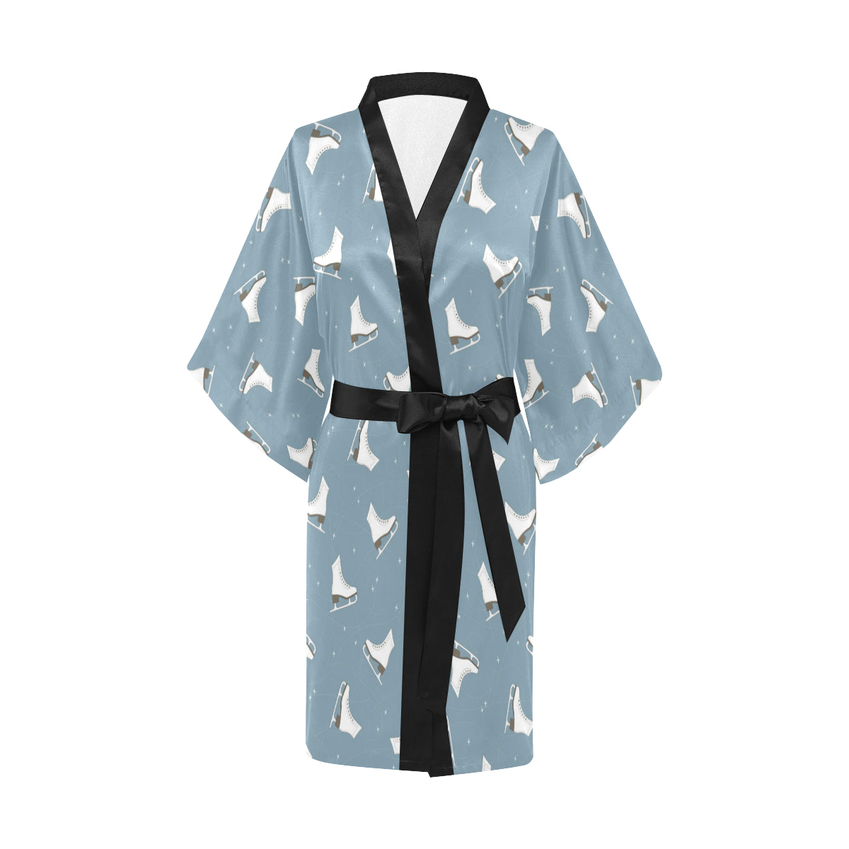 Ice Skate Pattern Print Design 02 Women's Short Kimono