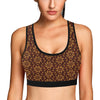 Agricultural Brown Wheat Print Pattern Sports Bra