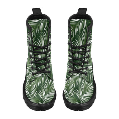 White Green Tropical Palm Leaves Women's Boots