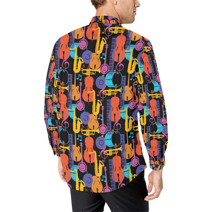 Jazz Pattern Print Design 03 Men's Long Sleeve Shirt