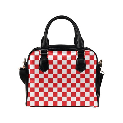 Checkered Red Pattern Print Design 04 Shoulder Handbag
