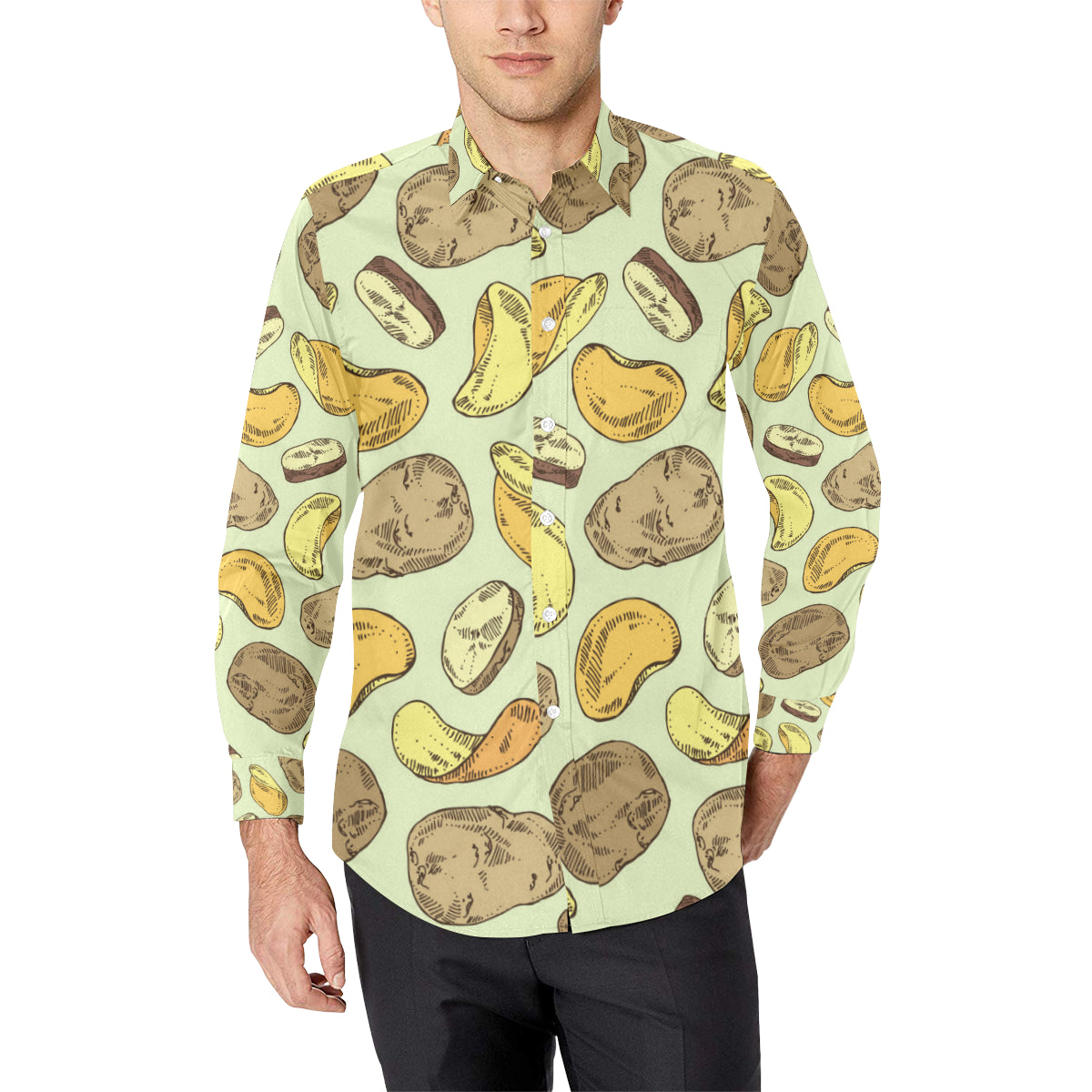 Potato Pattern Print Design A03 Men's Long Sleeve Shirt