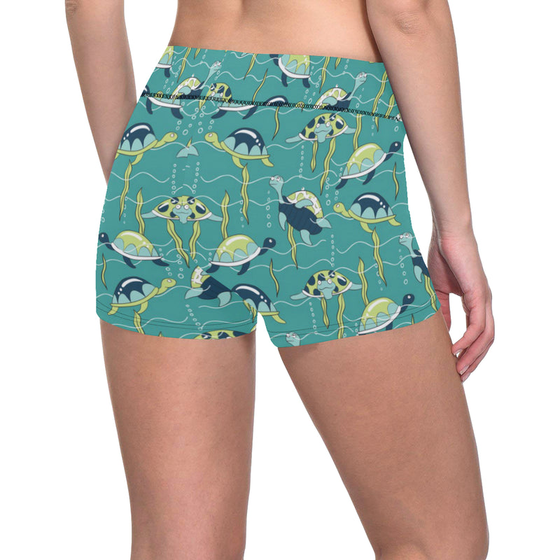 Sea Turtle Pattern Print Design T08 Yoga Shorts