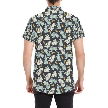 Bunny Pattern Print Design 04 Men's Short Sleeve Button Up Shirt