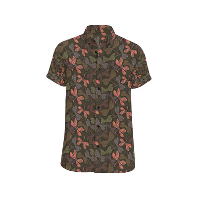 Dragonfly Pattern Print Design 02 Men's Short Sleeve Button Up Shirt