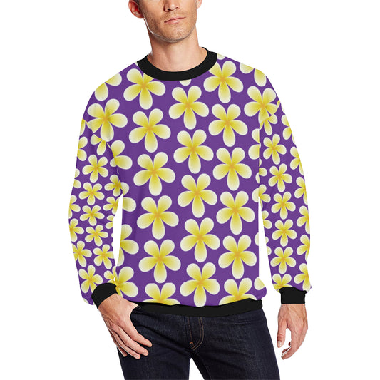 Yellow Plumeria Pattern Print Design PM05 Men Long Sleeve Sweatshirt